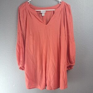 Ava & Viv Coral Dress V-Neck Long Sleeve Casual Tunic‎ Dress Size X